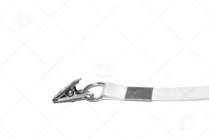 بند گردن آویز کارت شناسایی سفید با عرض یک و نیم سانتی متر و گیره سوسماری- کارت پرداز